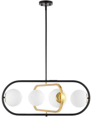 Safavieh URBANA, 4-Light Adjustable Pendant - Black & Brass Iron Fixture for Modern Dining & Entry Spaces PND4194A