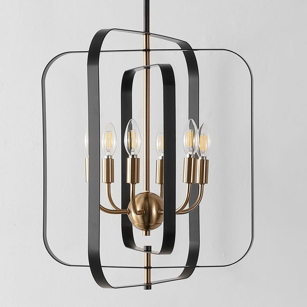 Safavieh Dellyth 6 Lt 20" Pendant XII23 Black / Brass Iron PND4195A