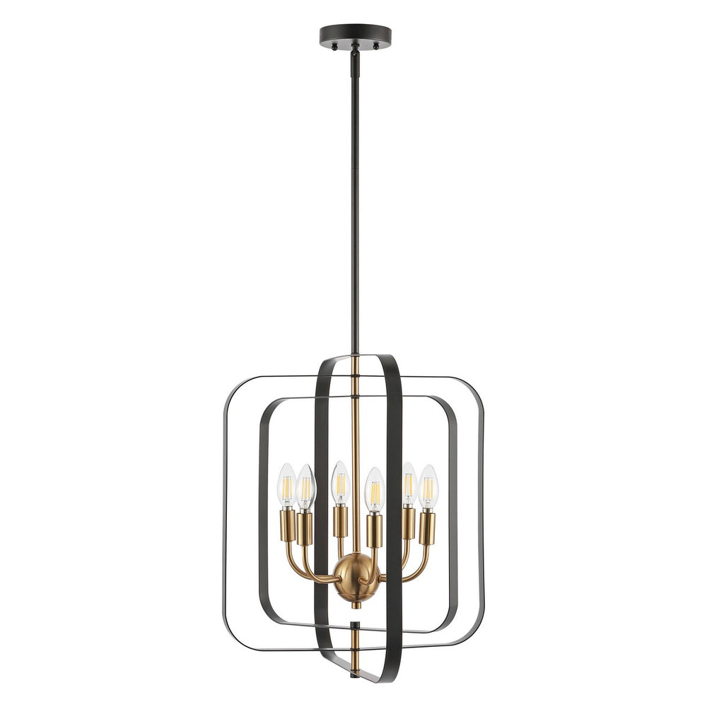 Safavieh Dellyth 6 Lt 20" Pendant XII23 Black / Brass Iron PND4195A