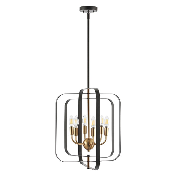 Safavieh Dellyth 6 Lt 20" Pendant XII23 Black / Brass Iron PND4195A