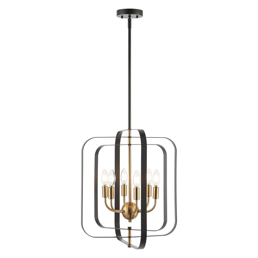 Safavieh Dellyth 6 Lt 20" Pendant XII23 Black / Brass Iron PND4195A
