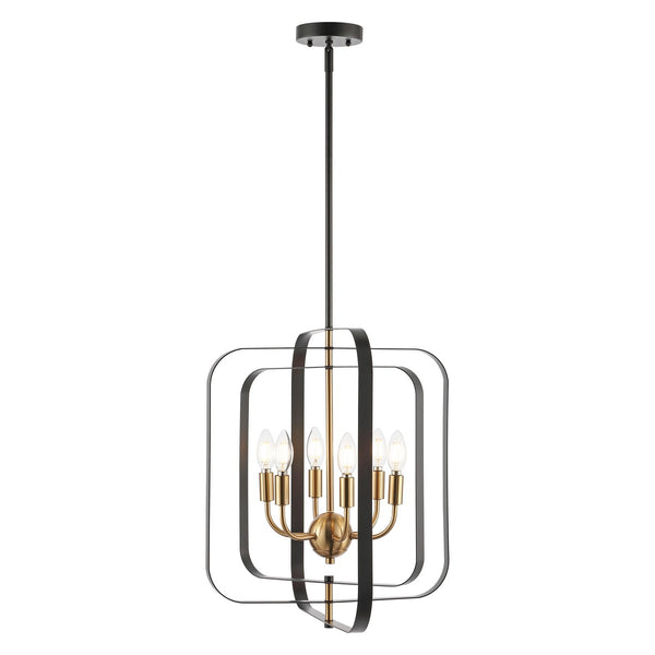 Safavieh Dellyth 6 Lt 20" Pendant XII23 Black / Brass Iron PND4195A