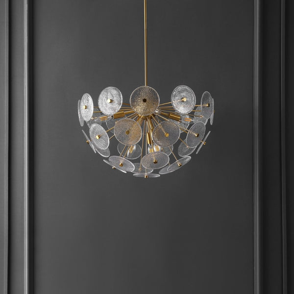 Safavieh MIRI, 6-Light Extendable Brass Pendant - Elegant Iron & Glass Fixture for Dining & Living Spaces PND4198A