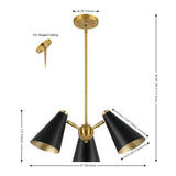 Safavieh Naveeda 3 Lt 18" Pendant Black / Brass  PND4199A