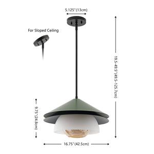 Safavieh Jalen, 16.75 Inch, Green, Glass/Metal Pendant Amber Shade Metal