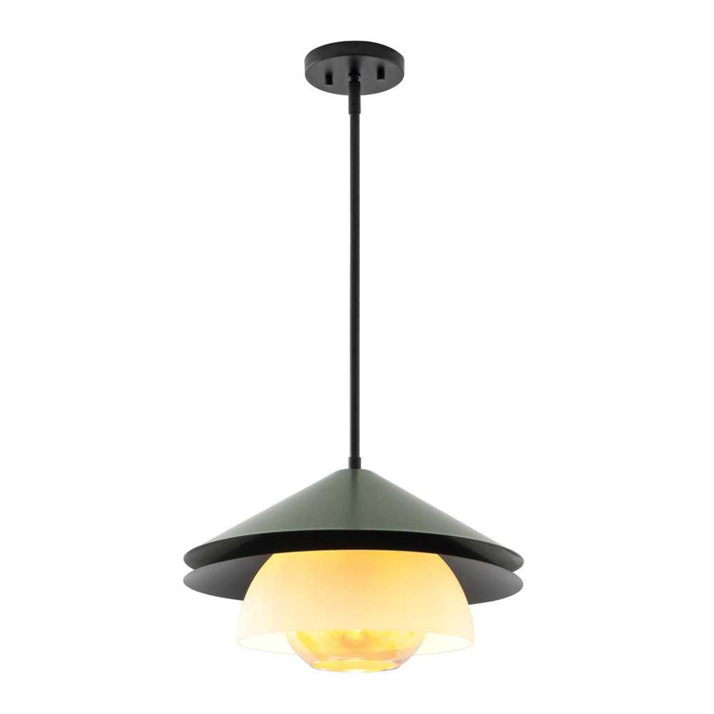 Safavieh JALEN, 16.75 INCH Adjustable Green Glass & Metal Pendant Light for Modern Home Décor & Style PND4201A