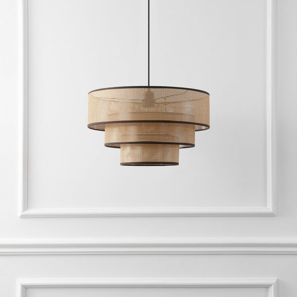 Safavieh Malya, 19.75 Inch Faux Rattan Pendant Light - Brown/Natural Color, Modern Home Illumination Charm Brown ,Natural Plastic Body ,Metal Hanging Cord And Canopy Pnd4202a