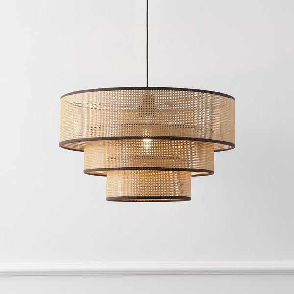 Safavieh Malya, 19.75 Inch Faux Rattan Pendant Light - Brown/Natural Color, Modern Home Illumination Charm Brown ,Natural Plastic Body ,Metal Hanging Cord And Canopy Pnd4202a