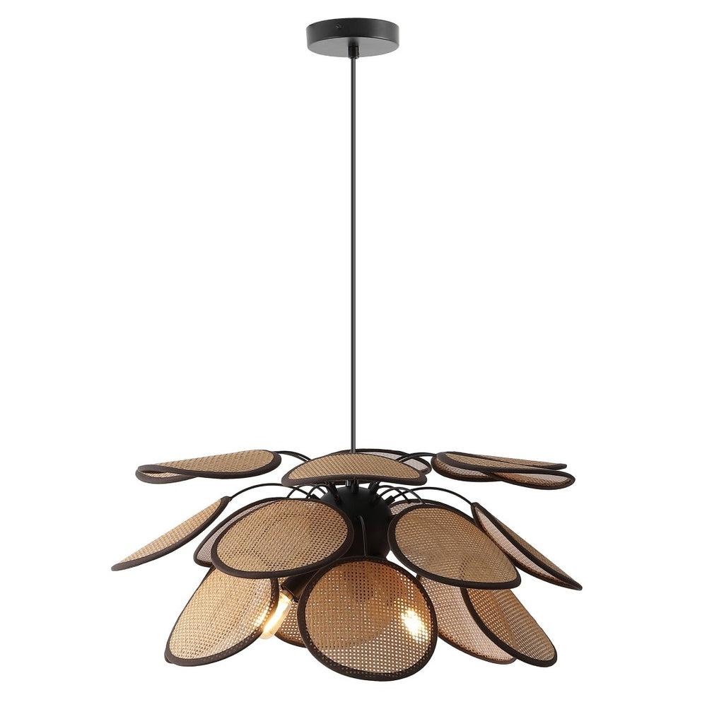 Safavieh LUANA, 3-Light Pendant - 20.5" Adjustable Ceiling Fixture in Brown/Natural for Stylish Illumination PND4203A