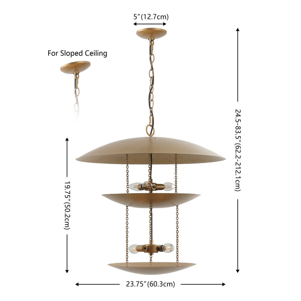 Safavieh Jules, 5-light Antique Gold Metal Pendant, 23.75 Inches - Elegant Illumination For Any Space Antique Gold Metal Body Pnd4204a