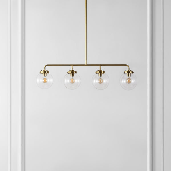 Safavieh Morella, 4 Light, 33 Inch, Brass, Metal Pendant Brass Gold / Clear PND4206A