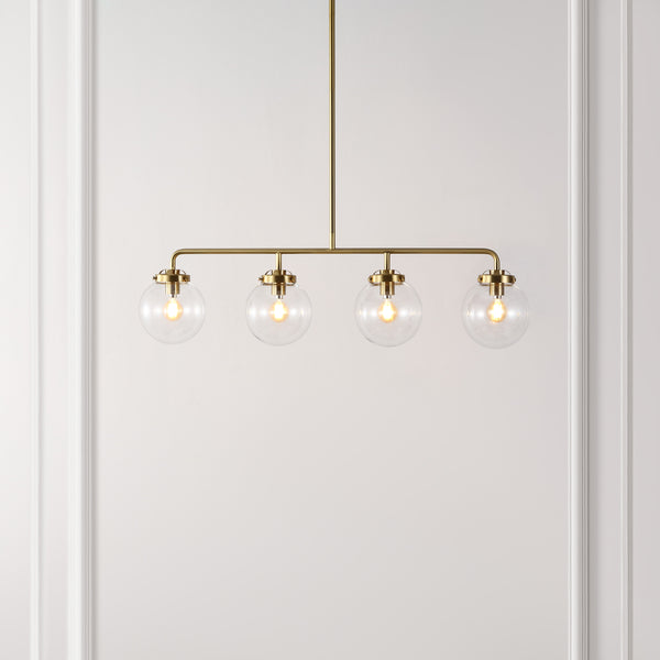 Safavieh Morella, 4 Light, 33 Inch, Brass, Metal Pendant Brass Gold / Clear PND4206A