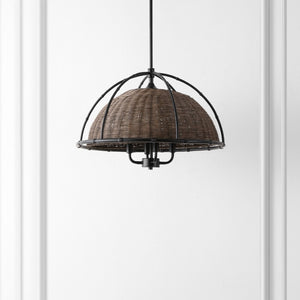 Safavieh Paulina, 4 Light, 22 Inch, Dark Natural/Black, Iron/Rattan Pendant Black / Brown PND4210A