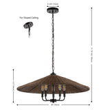 Safavieh Palmera, 5 Light, 30 Inch, Natural/Black, Iron/Rattan Pendant Black / Brown PND4211A