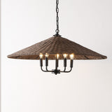 Safavieh Palmera, 5 Light, 30 Inch, Natural/Black, Iron/Rattan Pendant Black / Brown PND4211A