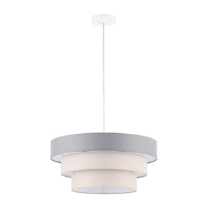 Safavieh CLELIA, 20 INCH EXTENDABLE PENDANT LIGHT - ELEGANT FABRIC SHADE & IRON FRAME FOR MODERN SPACES Grey / White PND4212A