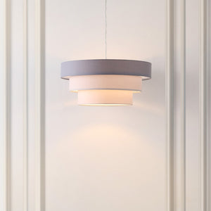 Safavieh CLELIA, 20 INCH EXTENDABLE PENDANT LIGHT - ELEGANT FABRIC SHADE & IRON FRAME FOR MODERN SPACES Grey / White PND4212A