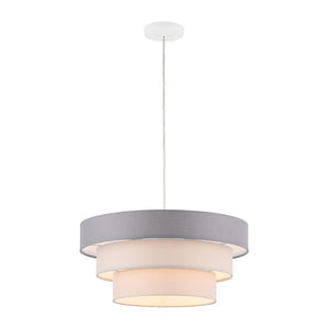 Safavieh CLELIA, 20 INCH EXTENDABLE PENDANT LIGHT - ELEGANT FABRIC SHADE & IRON FRAME FOR MODERN SPACES Grey / White PND4212A