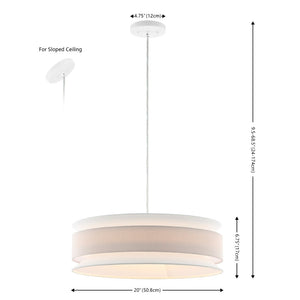 Safavieh NOLANA, 20-Inch Cream/White Adjustable Pendant Light for Elegant Dining, Living & Entryway Spaces PND4213A