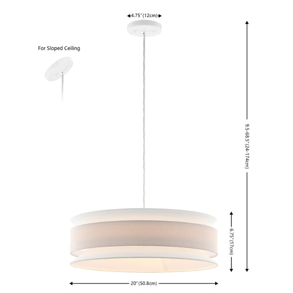 Safavieh NOLANA, 20-Inch Cream/White Adjustable Pendant Light for Elegant Dining, Living & Entryway Spaces PND4213A