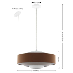 Safavieh COLLELO, 20-Inch Extendable Pendant Light in Brown/Beige Fabric & Iron for Stylish Home Décor PND4214A