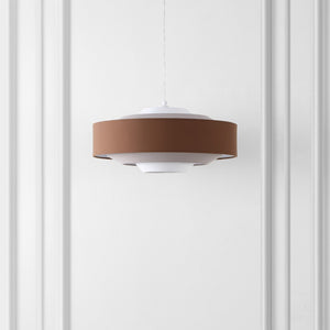 Safavieh COLLELO, 20-Inch Extendable Pendant Light in Brown/Beige Fabric & Iron for Stylish Home Décor PND4214A
