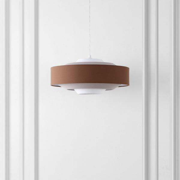 Safavieh COLLELO, 20-Inch Extendable Pendant Light in Brown/Beige Fabric & Iron for Stylish Home Décor PND4214A