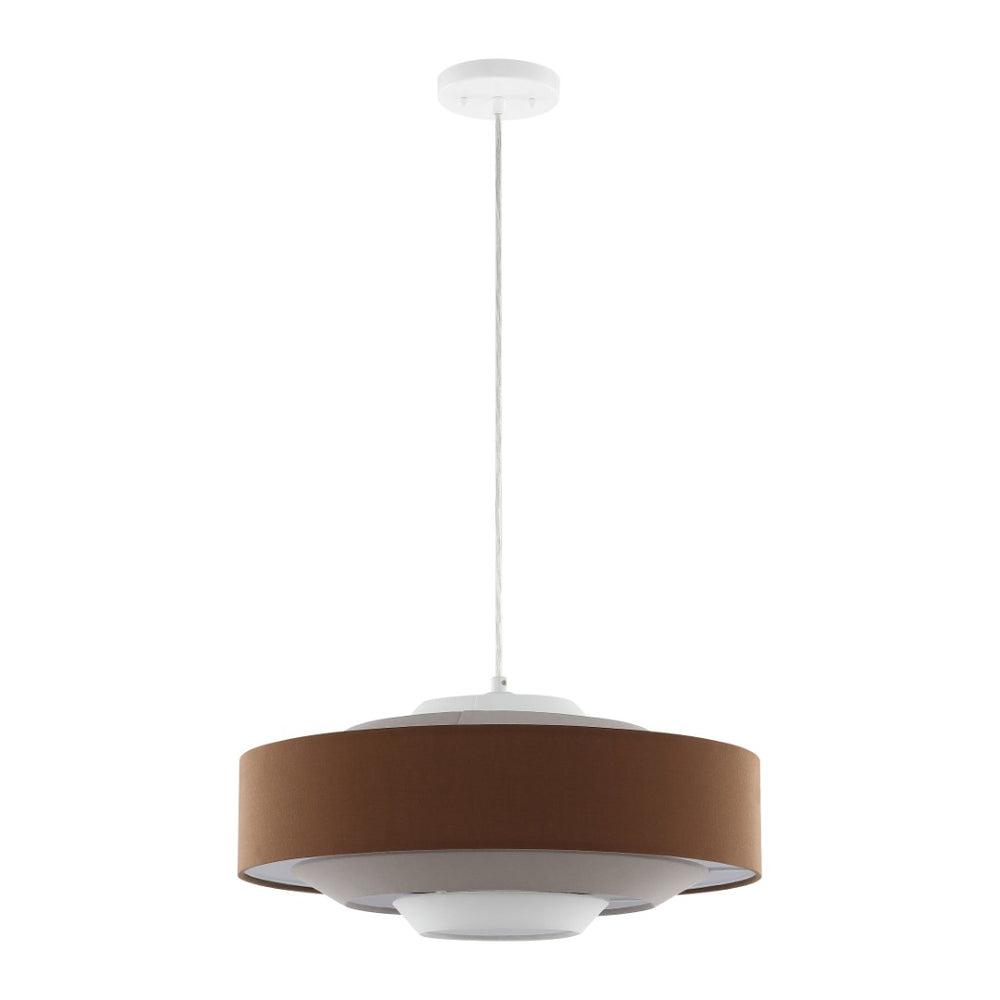 Safavieh COLLELO, 20-Inch Extendable Pendant Light in Brown/Beige Fabric & Iron for Stylish Home Décor PND4214A