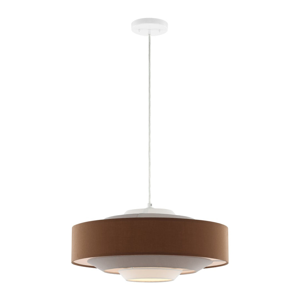 Safavieh COLLELO, 20-Inch Extendable Pendant Light in Brown/Beige Fabric & Iron for Stylish Home Décor PND4214A