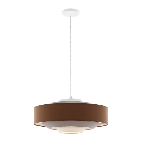Safavieh COLLELO, 20-Inch Extendable Pendant Light in Brown/Beige Fabric & Iron for Stylish Home Décor PND4214A