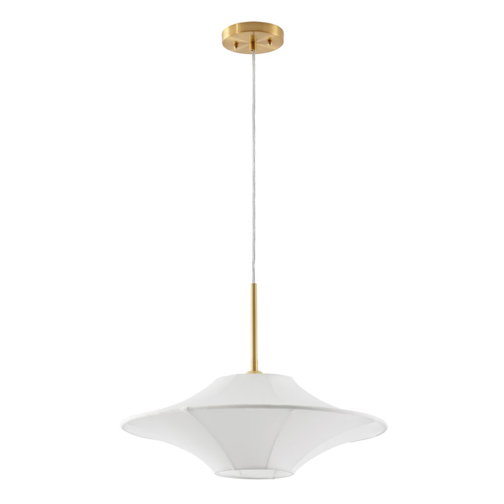 Safavieh Lanai, 20 Inch, White/Brass, Fabric/Metal Pendant White Shade Fabric