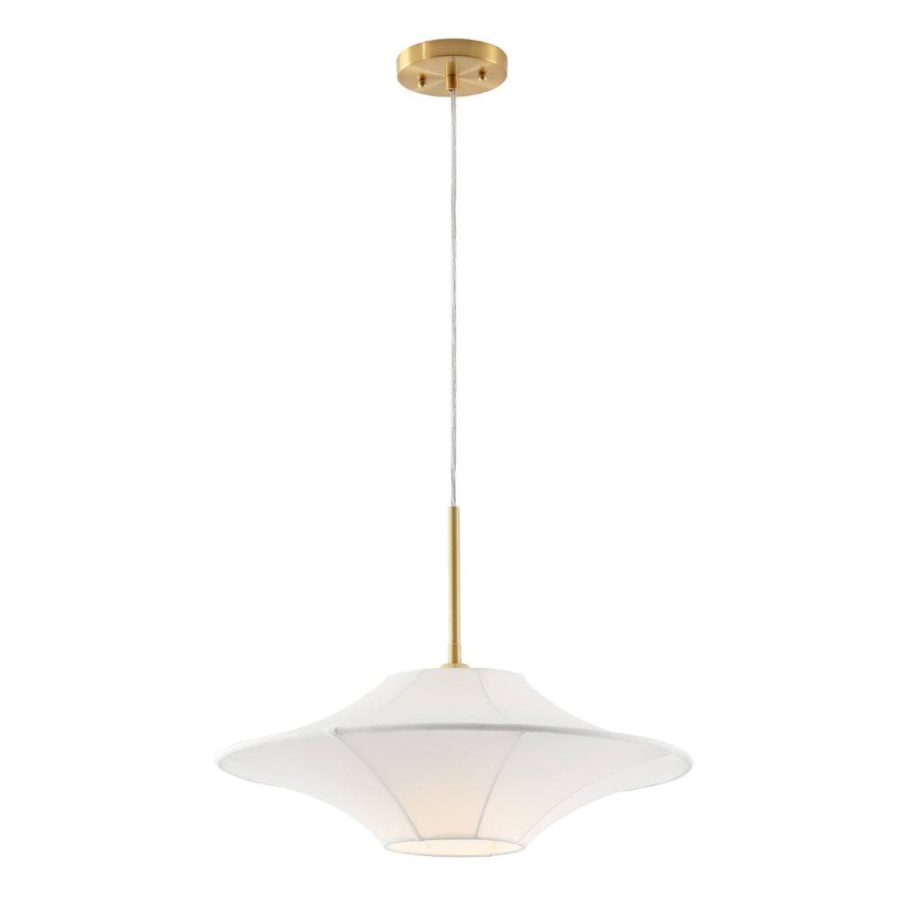 Safavieh LANAI, 20-Inch White Fabric Pendant with Brass Accents - Modern Adjustable Lighting for Any Space PND4217A
