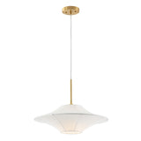 Safavieh Lanai, 20 Inch, White/Brass, Fabric/Metal Pendant White Shade Fabric