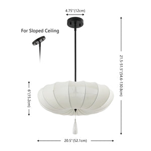 Safavieh Amelie, 3 Light Pendant - 20.5 Inch Cream & Black Fabric/Metal Fixture For Elegant Home Lighting Cream ,Black Fabric Pnd4218a