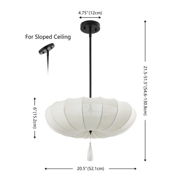 Safavieh Amelie, 3 Light Pendant - 20.5 Inch Cream & Black Fabric/Metal Fixture For Elegant Home Lighting Cream ,Black Fabric Pnd4218a