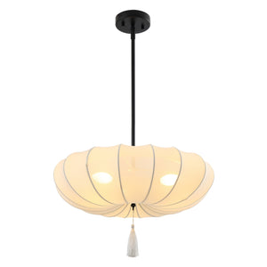 Safavieh Amelie, 3 Light Pendant - 20.5 Inch Cream & Black Fabric/Metal Fixture For Elegant Home Lighting Cream ,Black Fabric Pnd4218a