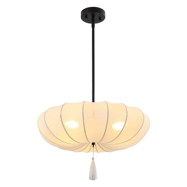Safavieh Amelie, 3 Light Pendant - 20.5 Inch Cream & Black Fabric/Metal Fixture For Elegant Home Lighting Cream ,Black Fabric Pnd4218a