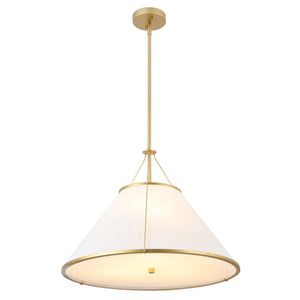 Safavieh Lainey, 3-Light 24" White & Gold Fabric Pendant — Soft Diffused Lighting For Dining, Entryway Elegance PND4219A