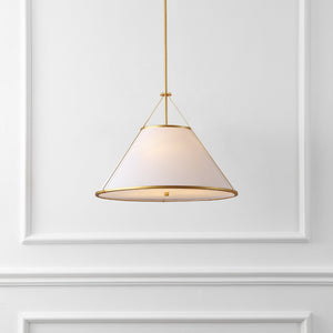 Safavieh Lainey, 3-Light 24" White & Gold Fabric Pendant — Soft Diffused Lighting For Dining, Entryway Elegance PND4219A