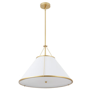 Safavieh Lainey, 3-Light 24" White & Gold Fabric Pendant — Soft Diffused Lighting For Dining, Entryway Elegance PND4219A