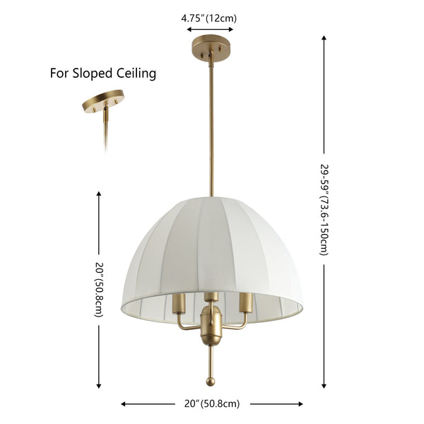 Safavieh Silvie, 3-light 20-inch Cream And Gold Fabric Pendant - Elegant Lighting For Sophisticated Spaces Cream ,Gold Fabric Pnd4220a