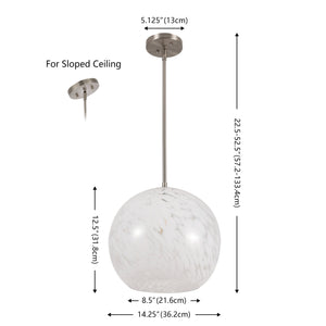 Safavieh Ines, 14.25-Inch Nickel Metal & Glass Pendant Light — Adjustable Height, Timeless Modern-Classic Glow PND4224A