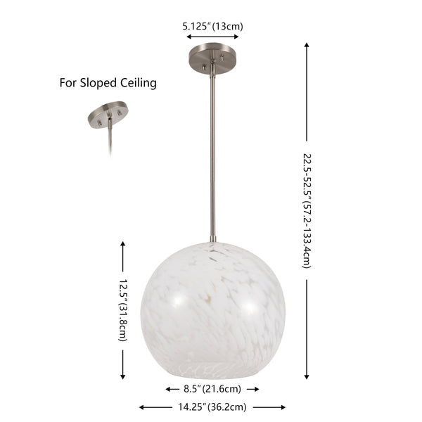 Safavieh Ines, 14.25-Inch Nickel Metal & Glass Pendant Light — Adjustable Height, Timeless Modern-Classic Glow PND4224A