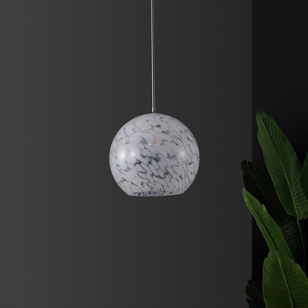 Safavieh Ines, 14.25-Inch Nickel Metal & Glass Pendant Light — Adjustable Height, Timeless Modern-Classic Glow PND4224A