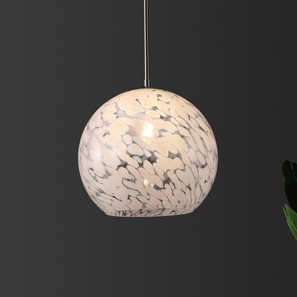 Safavieh Ines, 14.25-Inch Nickel Metal & Glass Pendant Light — Adjustable Height, Timeless Modern-Classic Glow PND4224A