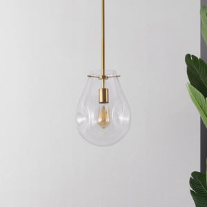 Safavieh Elery, 8.5-Inches Clear Glass Pendant Light With Brass Accents — Adjustable Modern Classic Fixture For Kitchens Entrances PND4225A