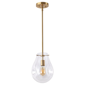 Safavieh Elery, 8.5-Inches Clear Glass Pendant Light With Brass Accents — Adjustable Modern Classic Fixture For Kitchens Entrances PND4225A