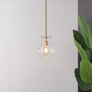 Safavieh Elery, 8.5-Inches Clear Glass Pendant Light With Brass Accents — Adjustable Modern Classic Fixture For Kitchens Entrances PND4225A