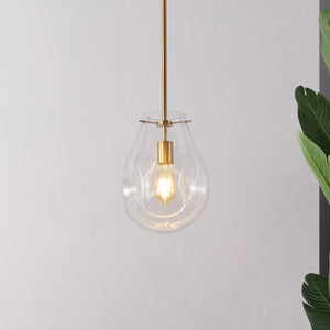 Safavieh Elery, 8.5-Inches Clear Glass Pendant Light With Brass Accents — Adjustable Modern Classic Fixture For Kitchens Entrances PND4225A