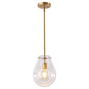 Safavieh Elery, 8.5-Inches Clear Glass Pendant Light With Brass Accents — Adjustable Modern Classic Fixture For Kitchens Entrances PND4225A